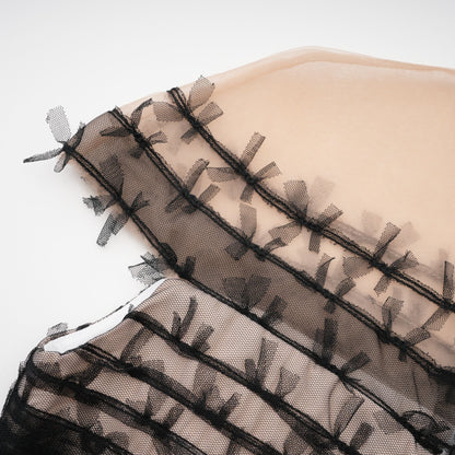 Eléonore Renk Bloklu Tül Midi Elbise Siyah