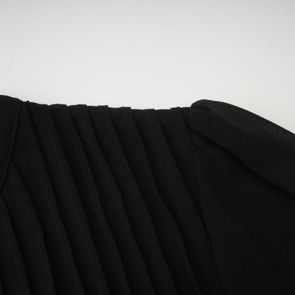 Viviane Düğme Detaylı Pileli Midi Elbise Siyah