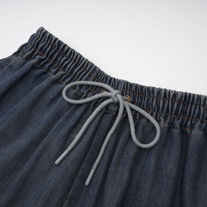 Sylvie Dantel Detaylı Denim Üst ve Şort Takımı Mavi