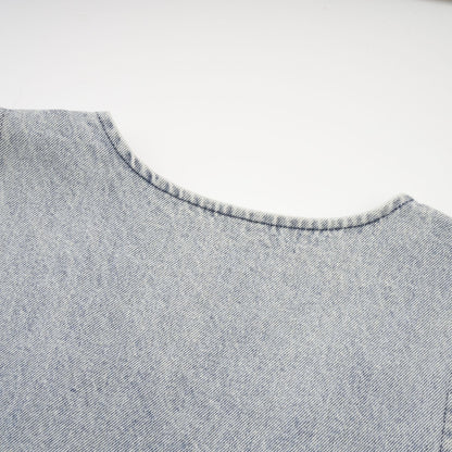 Daphné Kristal İşlemeli Kolsuz Denim Mini Elbise Mavi
