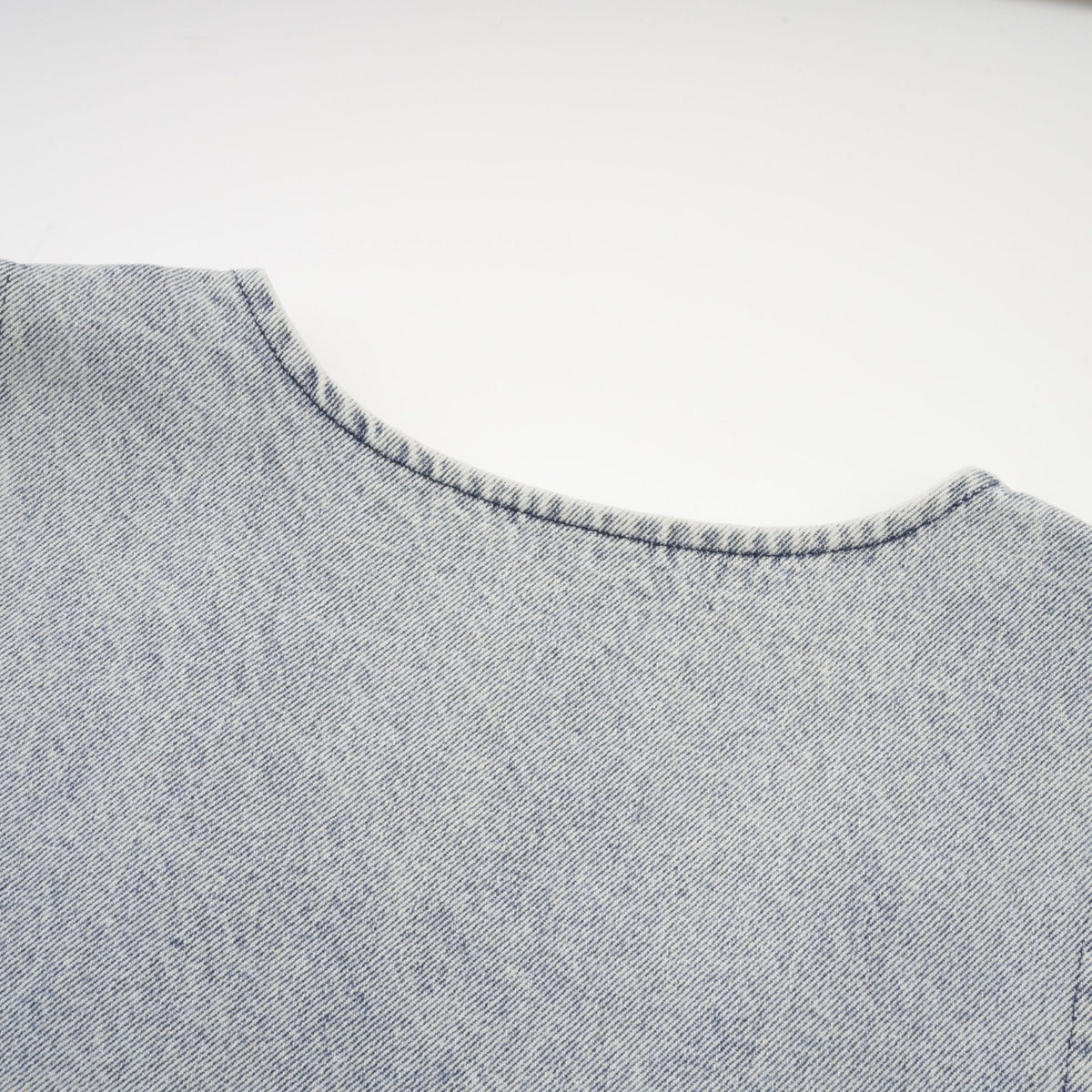 Daphné Kristal Taşlı Kolsuz Denim Mini Elbise Mavi