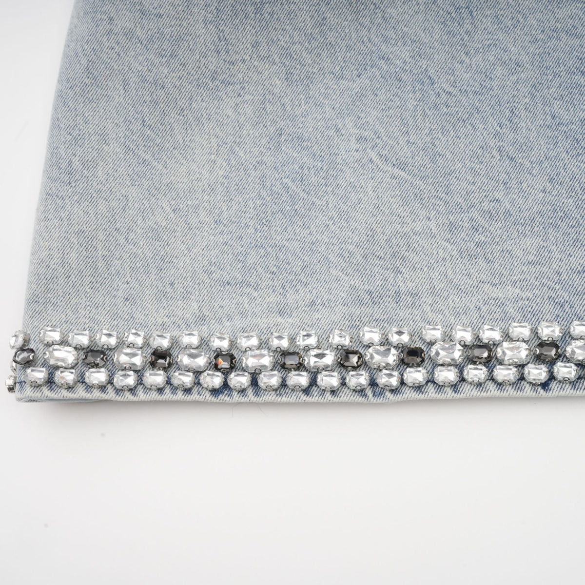 Daphné Kristal İşlemeli Kolsuz Denim Mini Elbise Mavi