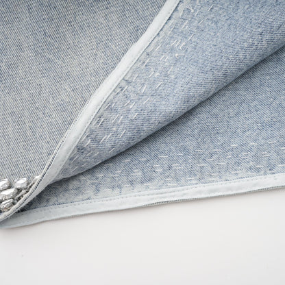 Daphné Kristal İşlemeli Kolsuz Denim Mini Elbise Mavi