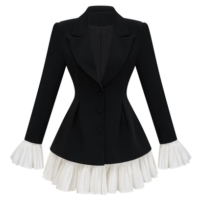 Rébecca Blok Renkli Mini Blazer Elbise Siyah Beyaz