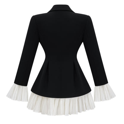 Rébecca Blok Renkli Mini Blazer Elbise Siyah Beyaz