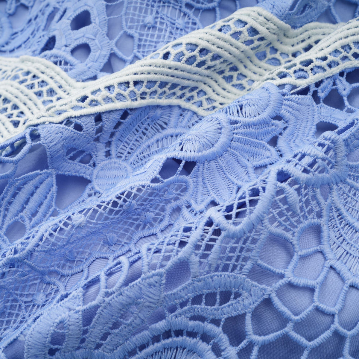 Gaëlle V Yaka Çiçek Nakışlı Elbise Mavi