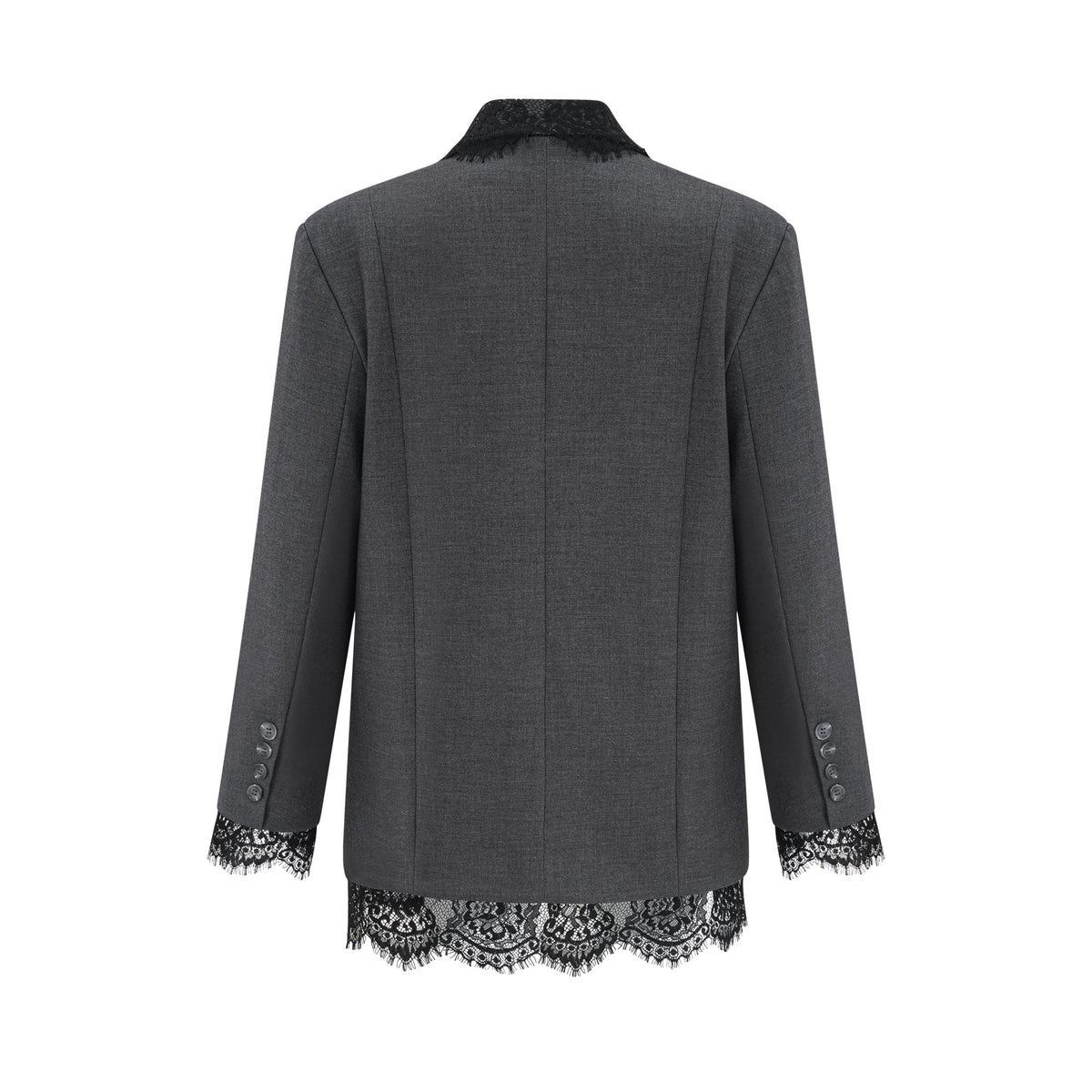 Dianthe Dantel Detaylı Blazer Ceket Gri
