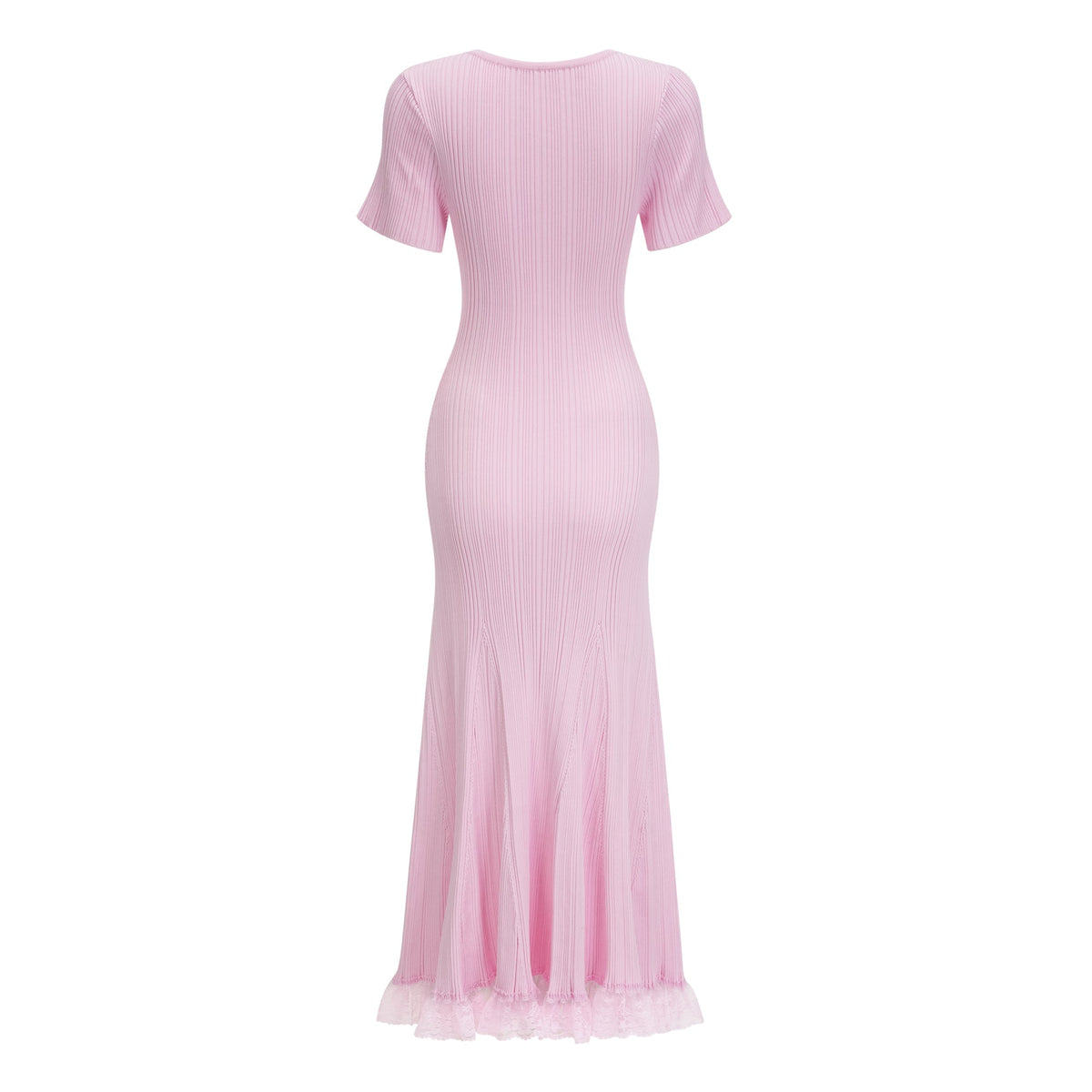 Thalya Dantel Detaylı Örme Midi Elbise Pembe