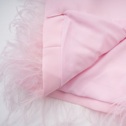 Freja Tüy Detaylı Blazer Mini Elbise Pembe