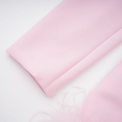 Freja Tüy Detaylı Blazer Mini Elbise Pembe