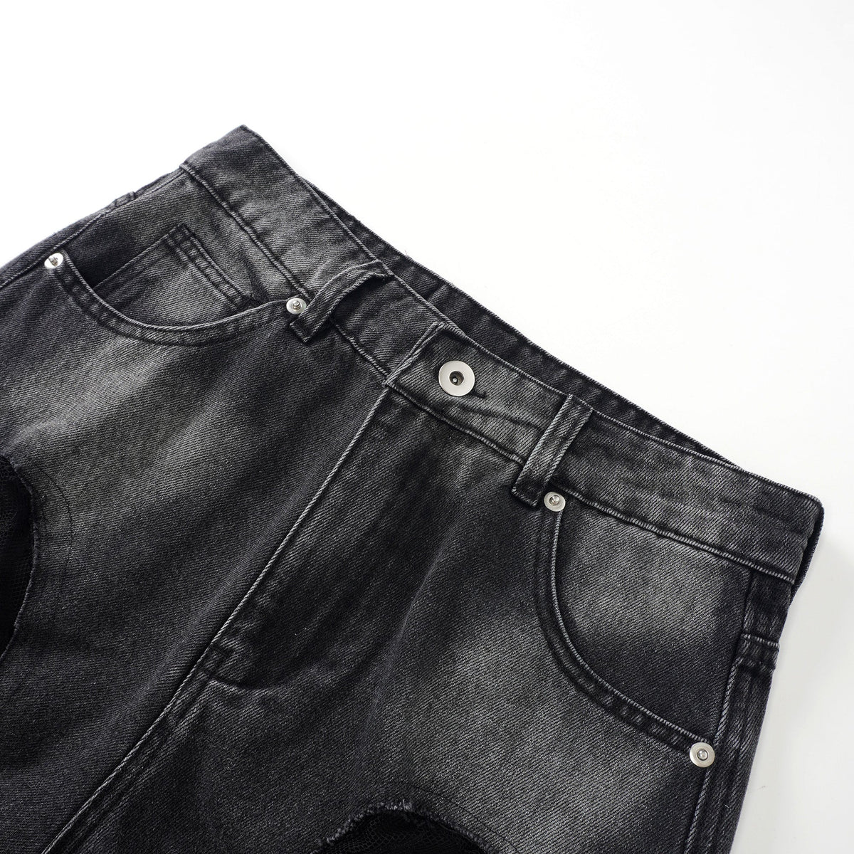 Madeline Çiçekli Dantel Detaylı Geniş Paça Jean Pantolon Siyah