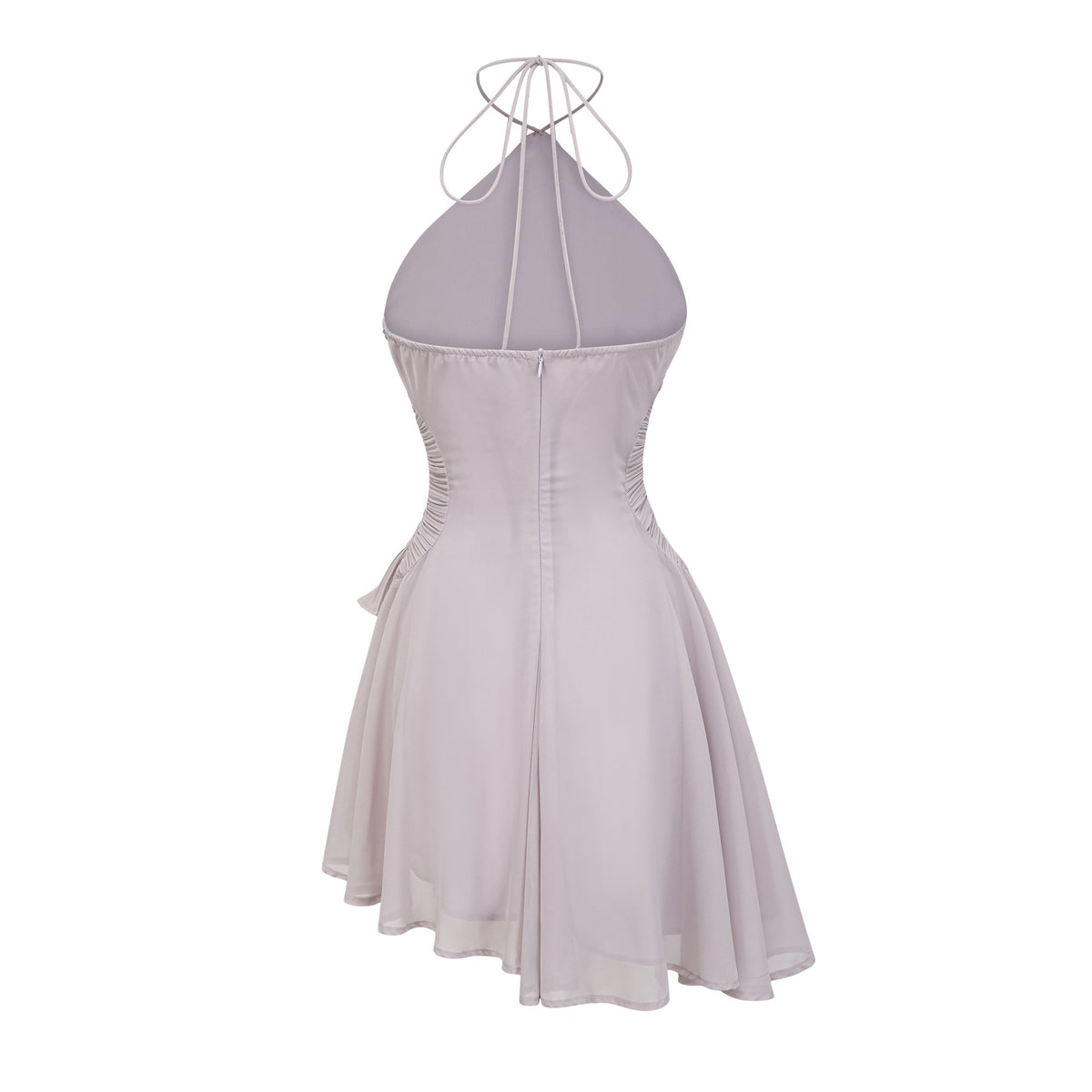 Doux Fırfır ve Pile Detaylı Mini Elbise Mor