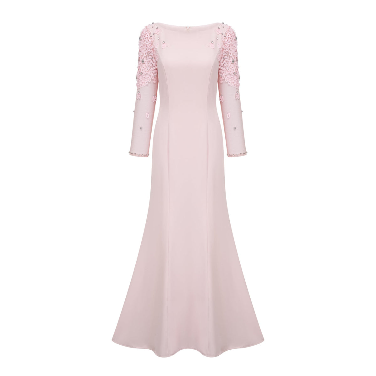 Gunnel Kristal İşlemeli Kloş Maksi Abiye Pembe