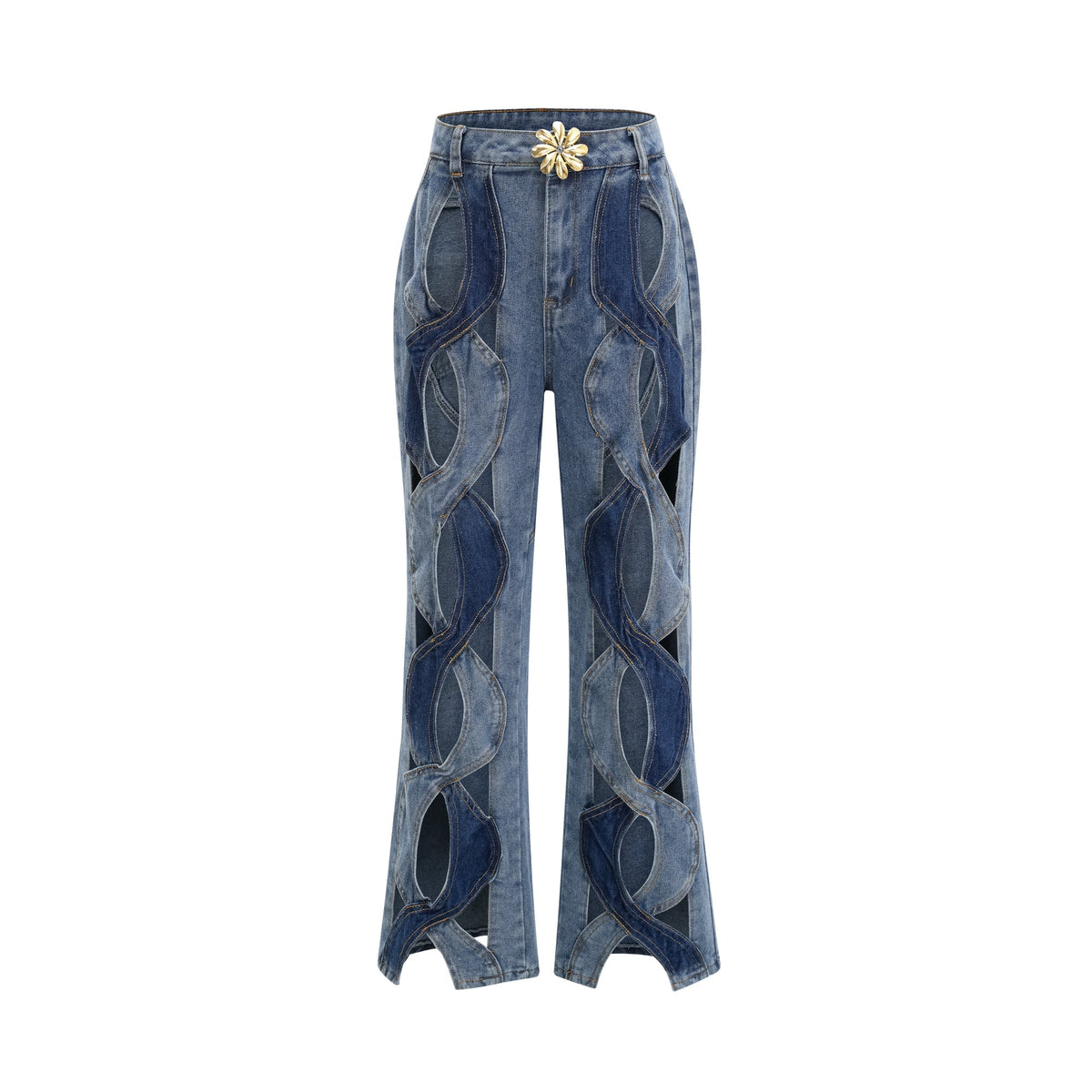 Blanche Yüksek Bel ve Cut-Out Detaylı Jean Pantolon Mavi