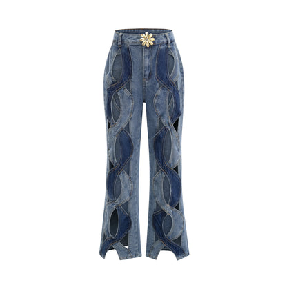 Blanche Yüksek Bel ve Cut-Out Detaylı Jean Pantolon Mavi