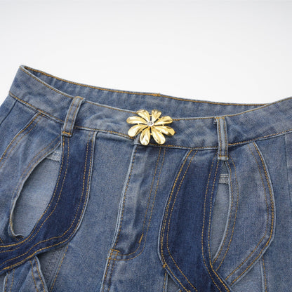 Blanche Yüksek Bel ve Cut-Out Detaylı Jean Pantolon Mavi