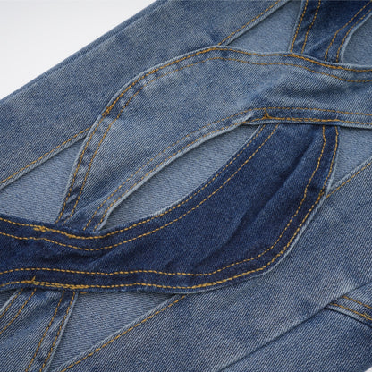 Blanche Yüksek Bel ve Cut-Out Detaylı Jean Pantolon Mavi