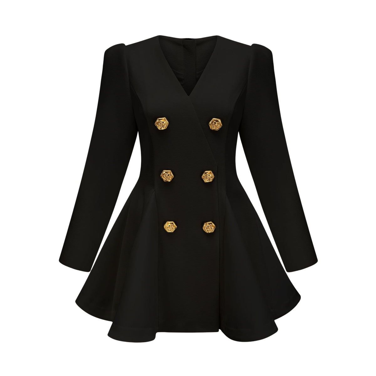 Élise Pileli Peplum Etek Uçlu Blazer Elbise Siyah