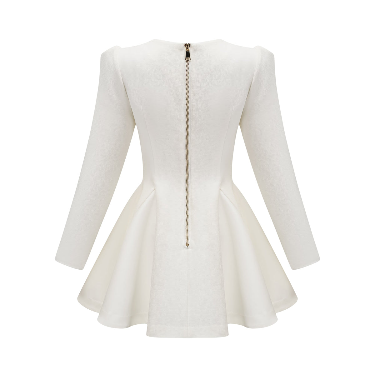 Élise Pilili Peplum Etek Uçlu Blazer Elbise Beyaz