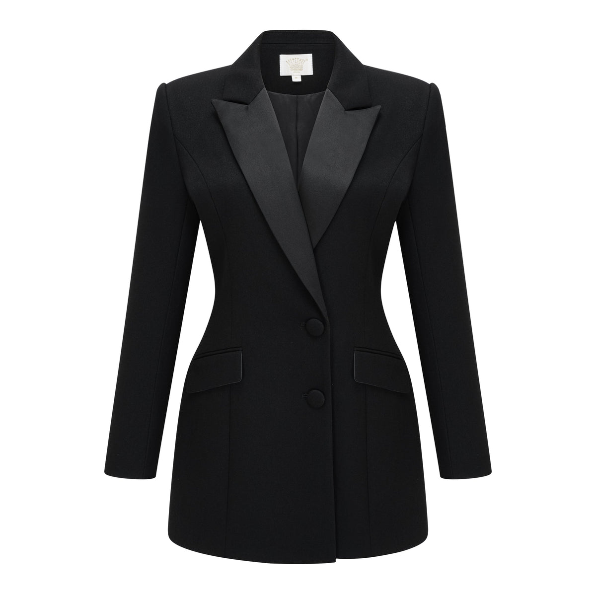 Fleur Saten Panelli Blazer Mini Elbise Siyah