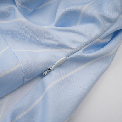 Hélène Çizgili Düşük Omuzlu Bluz Mavi