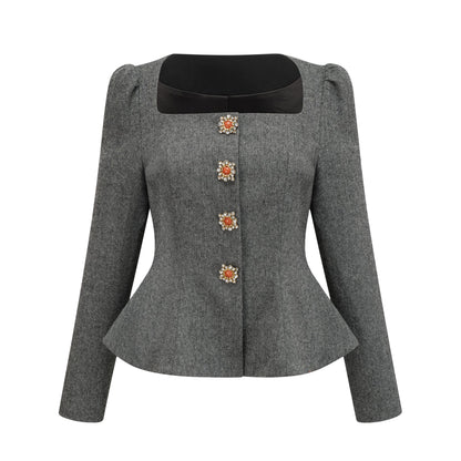 Agathe Balıksırtı Desenli Üst Ve Şort İkili Takım Gri