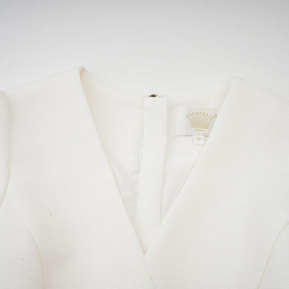 Élise Pilili Peplum Etek Uçlu Blazer Elbise Beyaz
