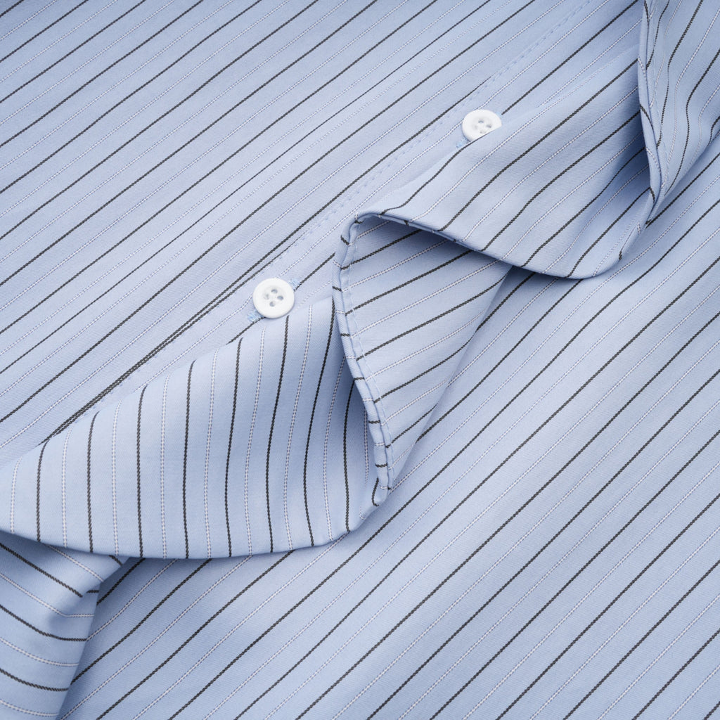 Torhild Mavi 3D Petal Çizgili Gömlek