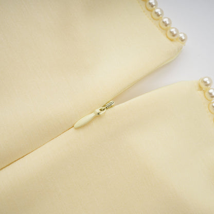 Piroska İncili Şal Detaylı Maxi Elbise Sarı