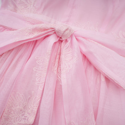 Florence Çiçek İşlemeli Katmanlı Mini Elbise Pembe