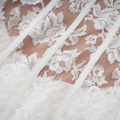 Vivienne Çiçekli Dantel Detaylı Korse Mini Elbise Beyaz