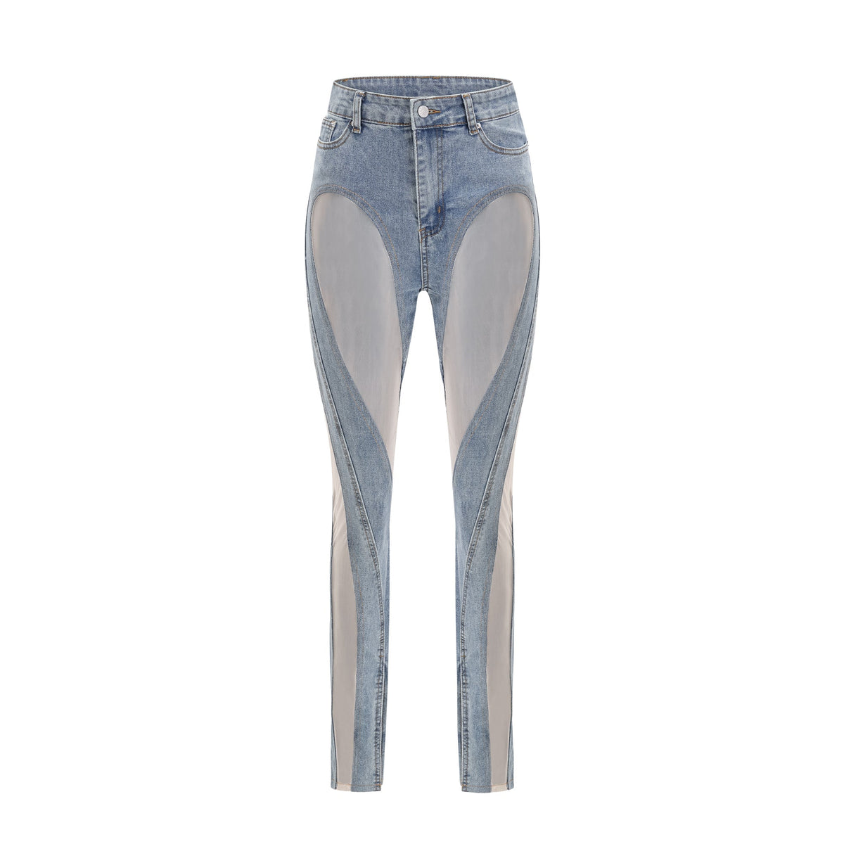 Aélis Tül Detaylı Skinny Jean Mavi
