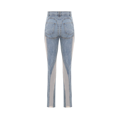 Aélis Tül Detaylı Skinny Jean Mavi