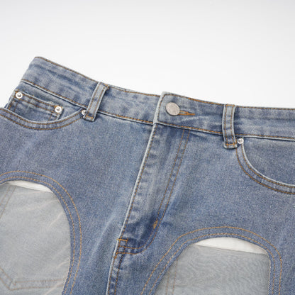 Aélis Tül Detaylı Skinny Jean Mavi
