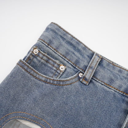 Aélis Tül Detaylı Skinny Jean Mavi