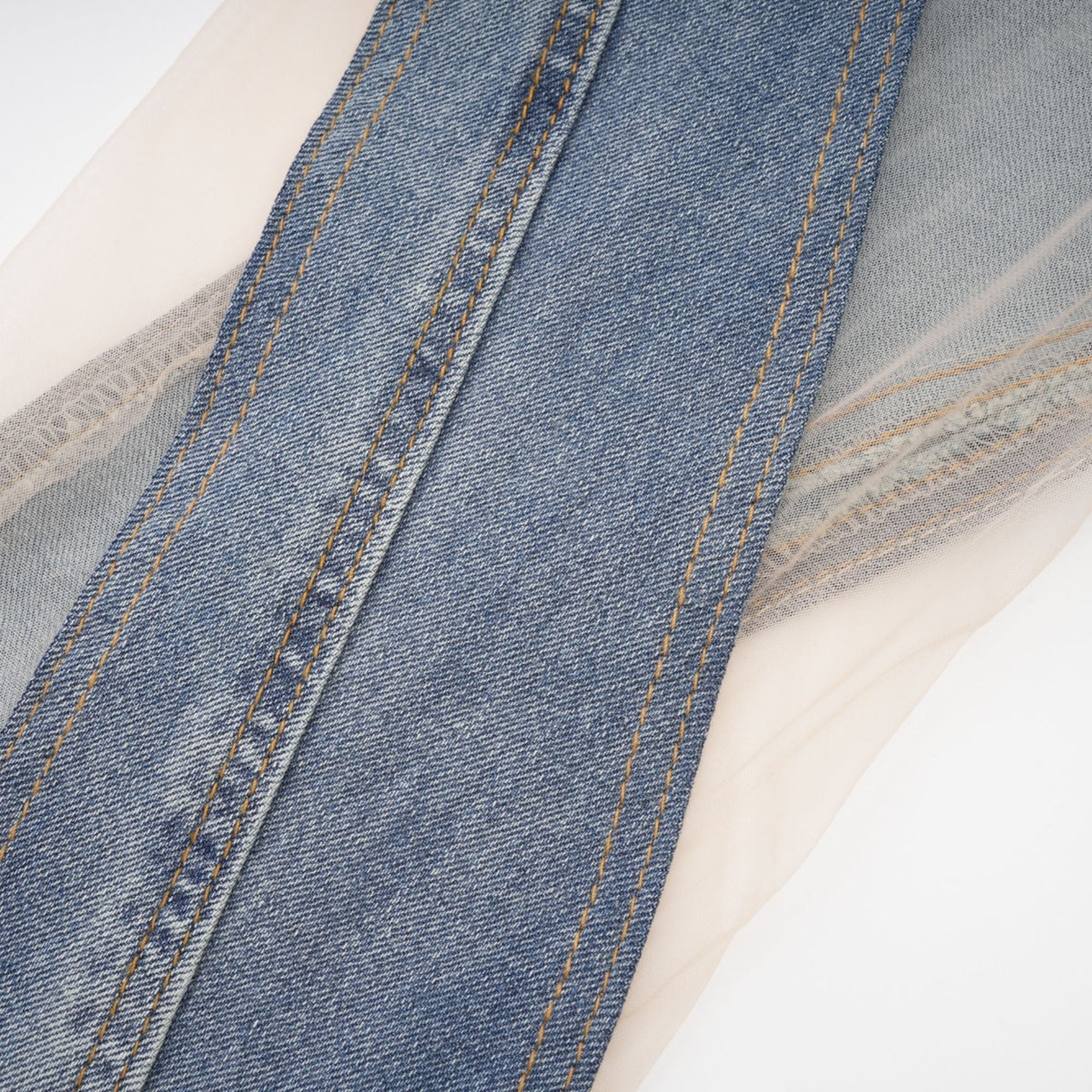 Aélis Tül Detaylı Skinny Jean Mavi