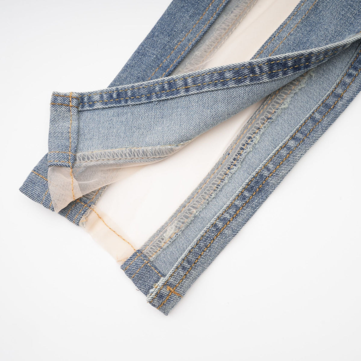 Aélis Tül Detaylı Skinny Jean Mavi