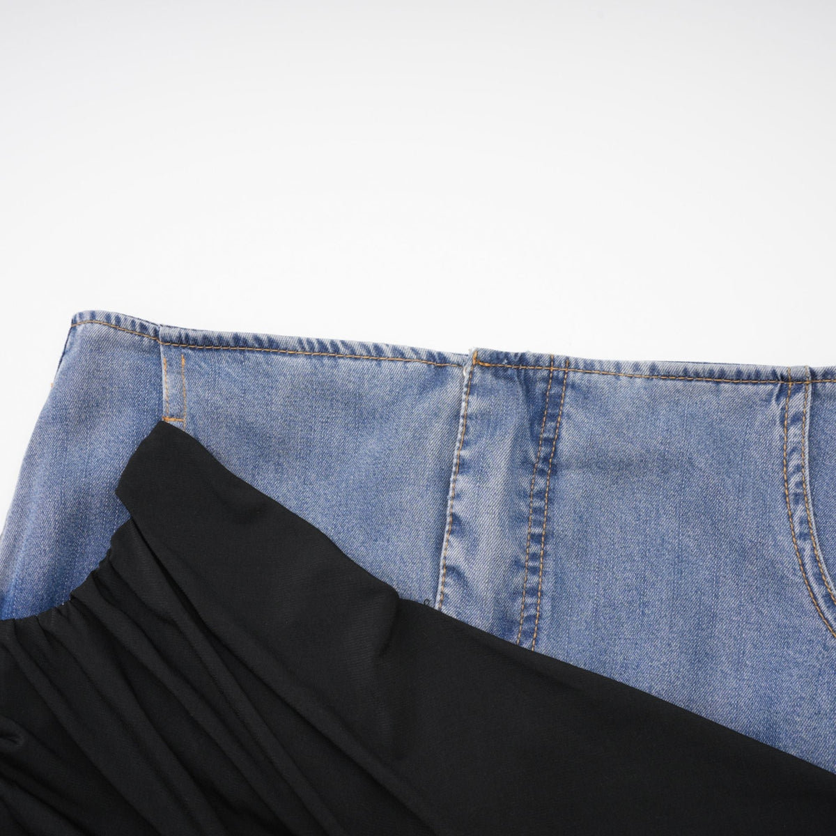 Nala Panelli Denim Üst ve Etek Takım