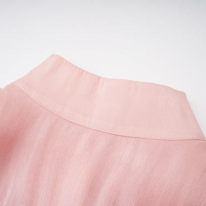 Emersyn Fırfır Detaylı Dik Yaka Mini Elbise Pembe