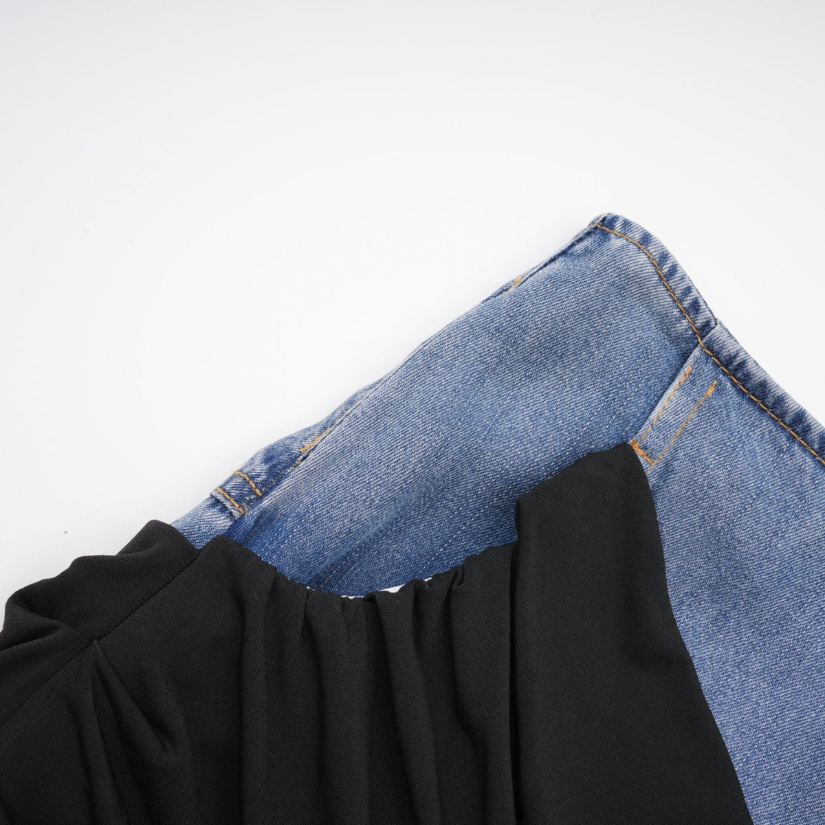 Nala Panelli Denim Üst ve Etek Takım