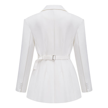 Osanne Kruvaze Mini Blazer Elbise Beyaz