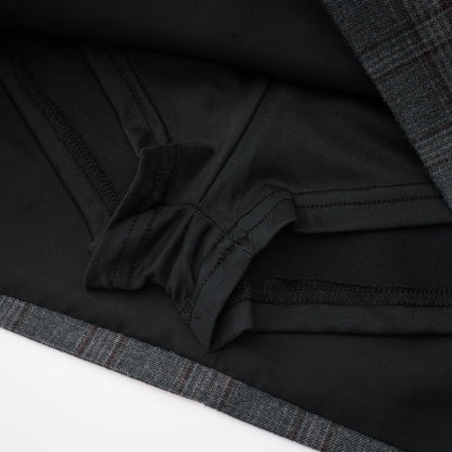 Serena Dekolte Detaylı Ekose Blazer ve Etek Takım Gri