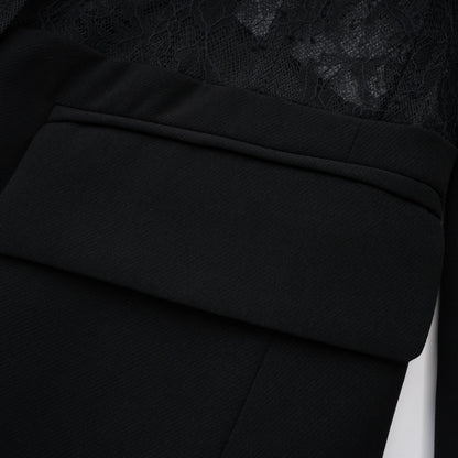 Verena Çiçekli Dantel Detaylı Blazer Ceket Siyah