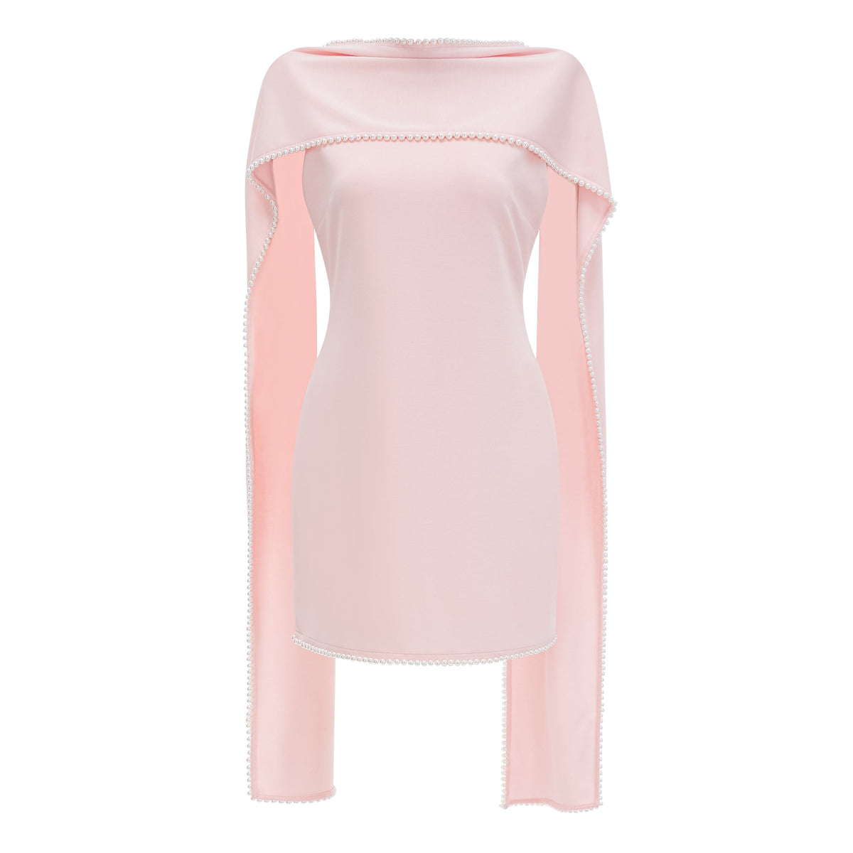 Piroska İncili Kolsuz Mini Elbise Pembe