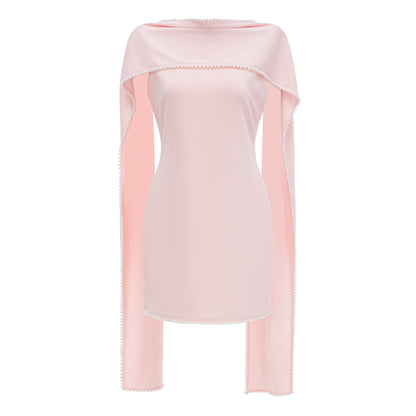 Piroska İncili Kolsuz Mini Elbise Pembe