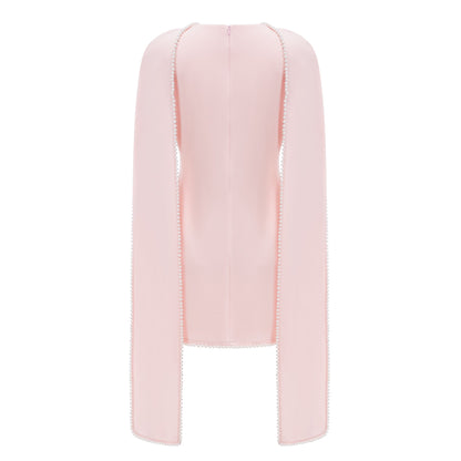 Piroska İncili Kolsuz Mini Elbise Pembe