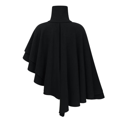 Filomena Katmanlı ve Asimetrik Triko Pelerin Üst Siyah