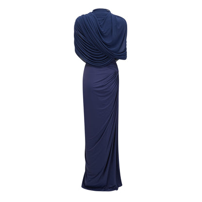 Lyra Drape Detaylı Kolsuz Maxi Elbise Lacivert