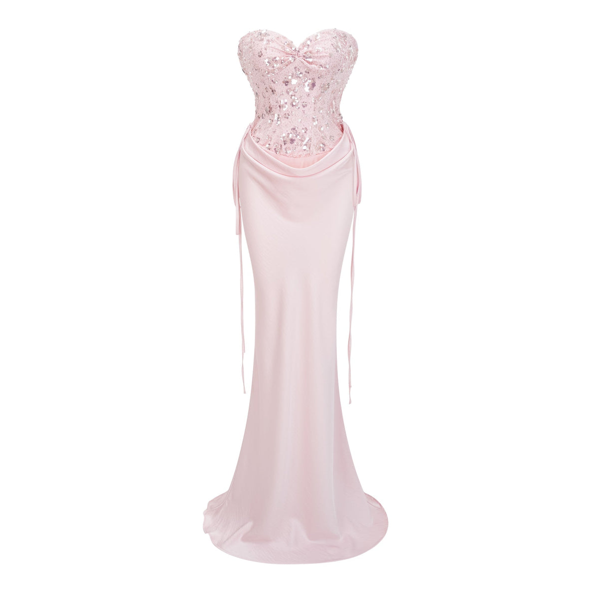 Teodora Korse Detaylı Body ve Saten Etek Takım Pembe