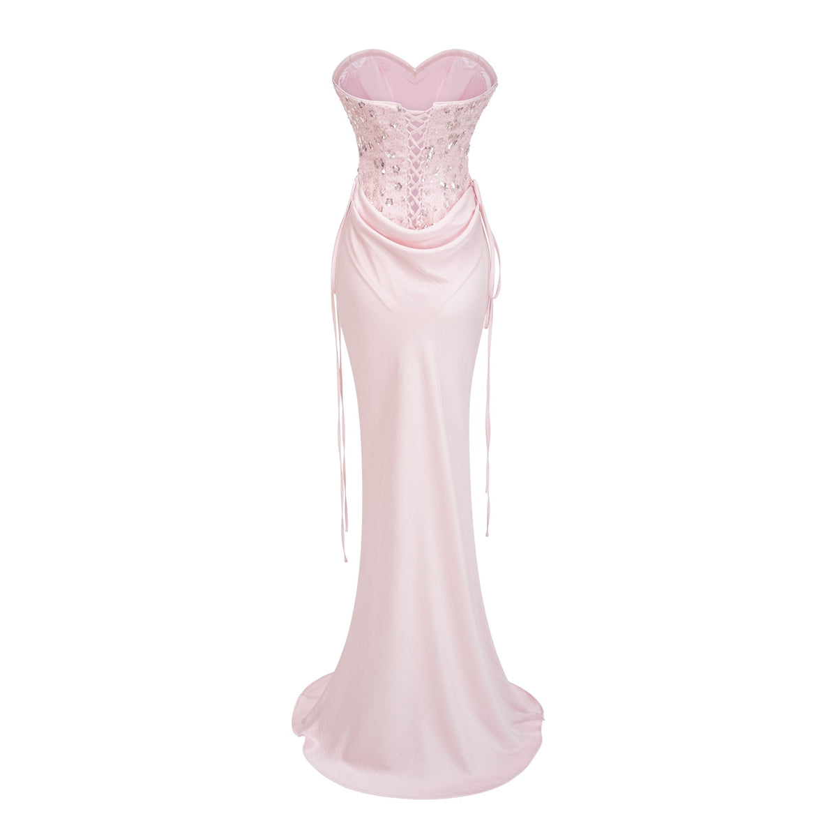 Teodora Korse Detaylı Body ve Saten Etek Takım Pembe